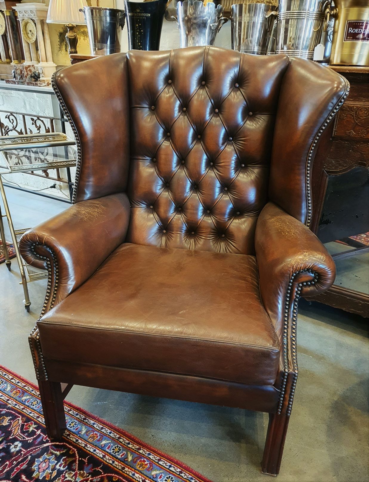 A pair of Wing-Back Library Armchairs